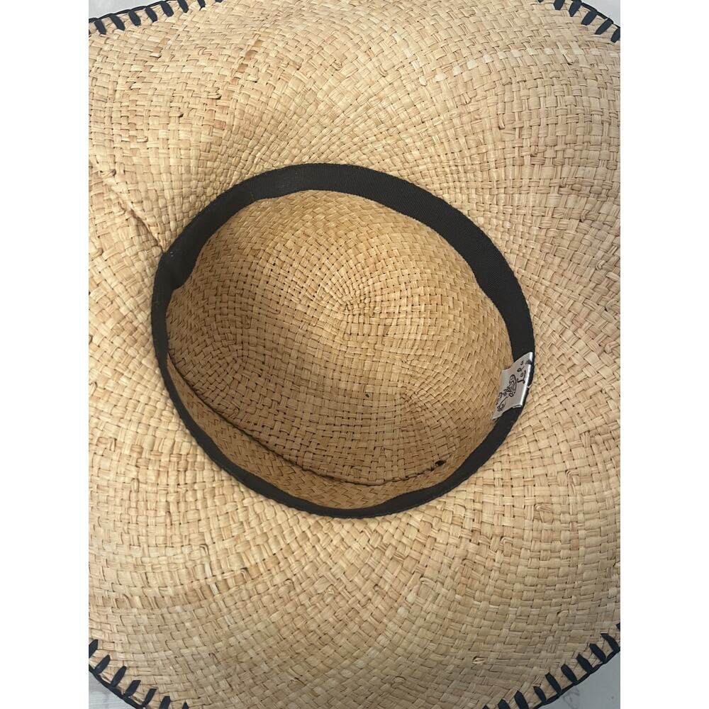 Lola Womens Straw Sun Hat S Semi Floppy Brim Trim Festival Beachy Resort Vtg - Picture 5 of 6